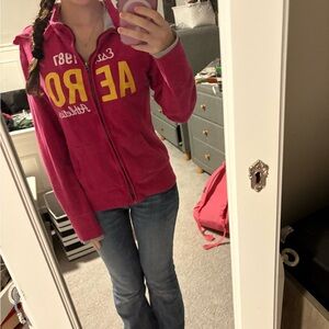 Aeropostale Fuchsia Hoodie with Yellow Accents